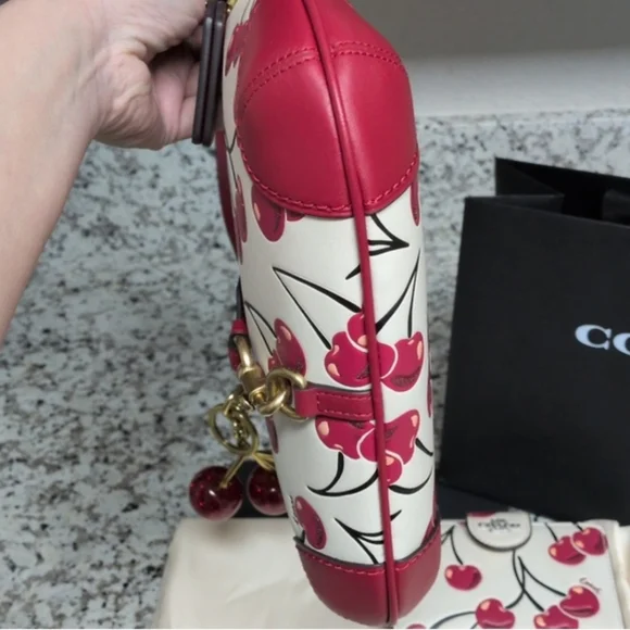 Coach Cherry Hamptons Hobo Leather Shoulder Bag And Wallet Matching Set - Picture 5 of 14